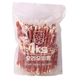 사자 강아지 대용량 실속형 간식, 오리우피껌, 1kg, 1개