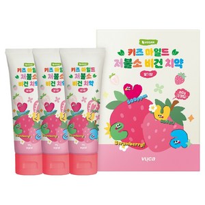 뷰카 키즈 마일드 저불소 치약 딸기향 3p, 240g, 1개