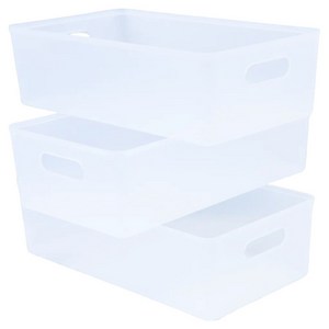 휴즈리버 다용도 팬트리 수납 바구니, 3개, 반투명