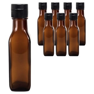 미르코리아 원터치 블랙캡 갈색 사각 참기름병, 8개, 120ml