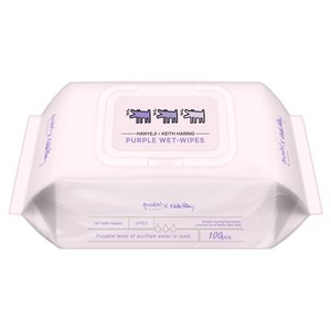 키스해링 한예지 퍼플 물티슈 캡형, 38g, 100매, 1개