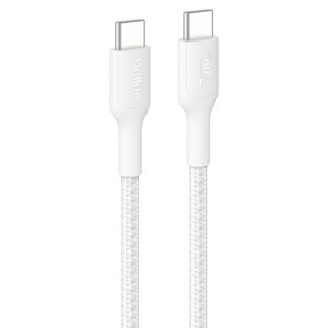 벨킨 C타입-C타입 60W 브레이디드 고속 충전 케이블 CAB024fq2MWH, 2m, 화이트, 1개