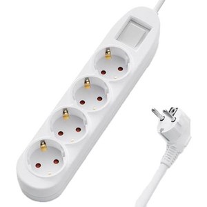 TGIC 16A 접지 과부하 차단 난연소재 멀티탭 4구 TGTAP-49J, 화이트, 1개, 3m