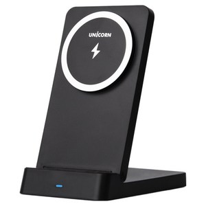유니콘 15W 접이식 PD3.0 QC3.0 지원 스탠드 맥세이프 고속무선충전기 ZQ-M15W, 블랙, 1개