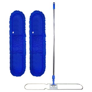 월드크린 극세사 리스킹 걸레 105cm 2p + 나사형 홀더 + 리스킹판 + 스텐봉 세트, 블루(걸레), 1세트