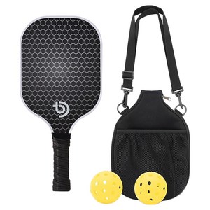 니드잇템 피클볼 유리섬유 라켓 + 공 2p + 라켓백 세트, 블랙, 1세트