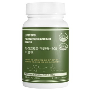 라이프토콜 판토텐산 500 비오틴 80g, 1개, 100정