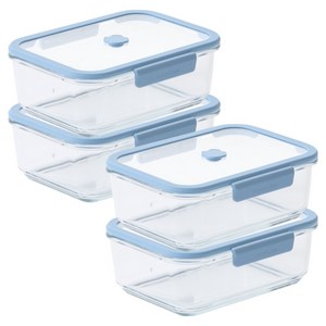 네오플램 베큐씰 진공 내열유리 밀폐용기 직사각 1500ml x 4p 세트, 1세트, 단품