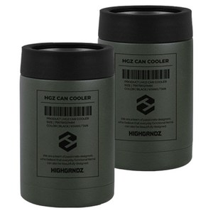 하이그라운즈 프리저브 더블월 캔쿨러 355ml, 카키, 2개