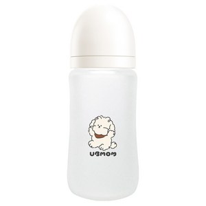 유비맘 안심 수유 실리콘 코팅 유리 젖병 240ml + 젖꼭지 세트, 구름 화이트, 1세트