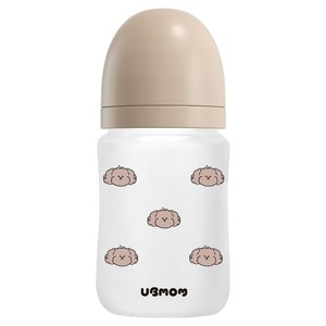 유비맘 안심 수유 실리콘 코팅 유리 젖병 180ml + 젖꼭지 세트, 초코, 1세트
