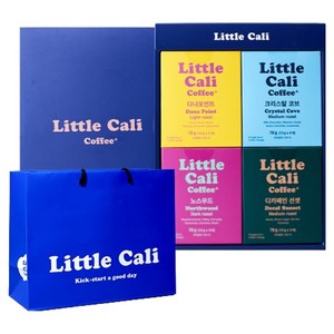 리틀캘리 티백커피 4종 선물세트 + 쇼핑백, 1세트, 다나포인트 6p + 크리스탈코브 6p + 노스우드 6p + 디카페인 선셋 6p
