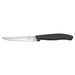 빅토리녹스 스위스 클래식 물결날 스테이크 & 피자 나이프 11cm 6.7233, 블랙, 1개