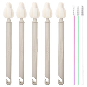 하이비 젖병 젖꼭지 세척 몽글이 롱 미니솔 5p + 빨대솔 3p, 아이보리(롱 미니 솔), 랜덤발송(빨대솔), 1개