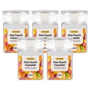 실리쿡 버튼 원터치 보관용기 350ml, 투명, 1개, 5개입