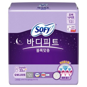바디피트 볼록맞춤 생리대 날개형, 오버나이트, 12개입, 1개