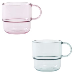 탁가온 유아용 에코젠 한손 투명컵 2종 세트, 핑크, 민트, 1세트, 200ml