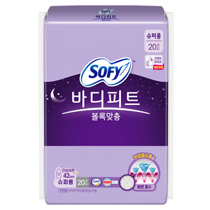 쏘피 바디피트 볼록맞춤 생리대 날개형, 슈퍼롱, 20개입, 1개
