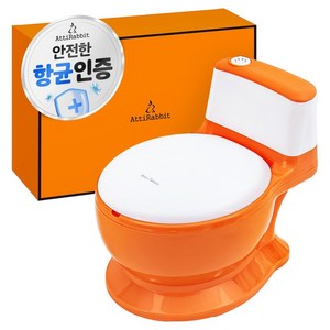 아띠래빗 사운드 푸쉬벨 배변 훈련 아기변기, 라이트 오렌지
