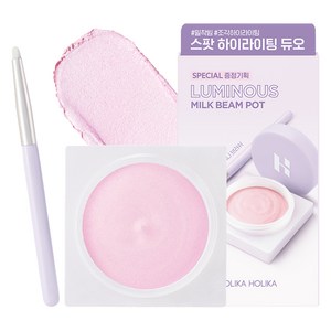 홀리카홀리카 루미너스 밀크빔 팟 하이라이터 + 브러쉬 세트, 1개, 04문로라
