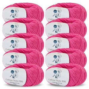 니뜨 코튼 메이트 100 부드러운 뜨개실 50g, 11 핫핑크, 10개