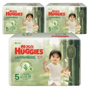 하기스 네이처 메이드 밤부 밴드형 기저귀 특대형 남여공용, 5단계, 102매