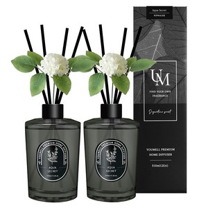 유멜 프리미엄 실내용 디퓨저, 아쿠아시크릿, 510ml, 2개