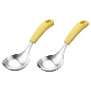 뉴비아 실리콘손잡이 스텐304 미니 국자, 옐로우, 2개