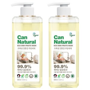 지크린 초록샘 친환경 천연 주방세제 젖병세척이 가능한 주방세제, 2개, 500ml
