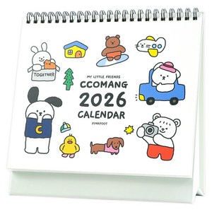 핑크풋 2026년 꼬망 탁상 달력, 혼합색상, 1개