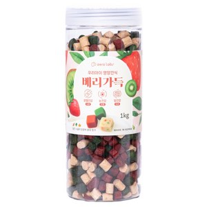 제로랩스 강아지 국내산 노즈워크 베리가득 져키, 혼합맛(딸기/키위/요거트), 1kg, 1개