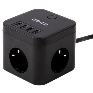 보코 USB 큐브 멀티탭 3구 SL-320, 2m, 블랙, 1개
