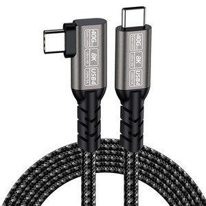 YTEK 썬더볼트4 호환 240W 40Gbps 8K USB4 0 꺾임형 케이블 YT-USB4-100A, 1개, 1m