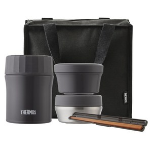 써모스 뉴 플+스 반반 보온도시락 세트 1.14L TKLG-1151, 블랙(TKLG-1151-BK), 1세트