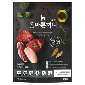 국개대표 강아지 올바른끼니 알파 소고기 기능성 사료, 면역/항산화, 1.2kg, 1개