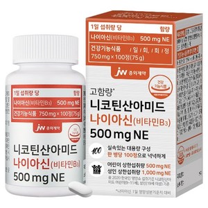 JW중외제약 니코틴산아미드 나이아신 비타민B3 500mgNE 75g, 100정, 1개