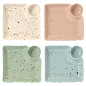베로나 루체 만두접시 4종 세트, D(IVORY, PINK, GREEN, BLUE), 1세트