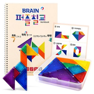 아리아띠 브레인 자석 퍼즐 칠교놀이 탱그램 세트, 혼합색상, 1세트, 1인용