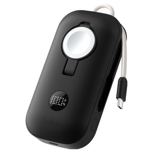 벨킨 부스트차지 프로 Apple Watch 겸용 10K 초고속 충전 45W 디스플레이형 보조배터리 C타입, BPD012fqBK, 블랙