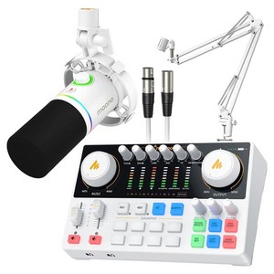 마오노 캐스터 스트리밍 오디오 믹서 휴대용 블루투스 인터페이스 XLR USB 다이나믹 마이크 스탠드 화이트 패키지 세트, AME2 GEN2+PD200X+BA20+XLR케이블