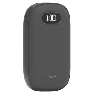 SKY 케어 히토 휴대용 충전식 양면발열 LED 보조배터리 손난로 4000mAh, 블랙, SKY-CA-HW01