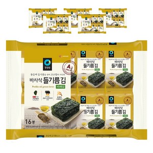 청정원 들기름 바사삭 파래김 16p, 64g, 6개