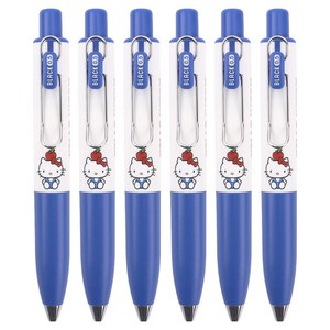 한들 헬로키티 미니 클립 흑색 중성볼펜 0.5mm, 블루, 6개
