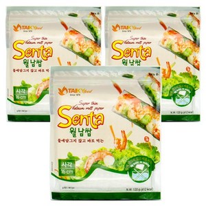 타이키 물없이 싸먹는 월남쌈 라이스페이퍼 사각 16cm, 3개, 120g