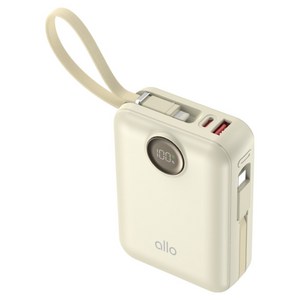 알로코리아 대용량 일체형 미니 고속충전 보조배터리 20000mAh, 2008PD, 베이지