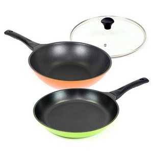 키친아트 국산 뉴본 다이아몬드 프라이팬 세트 2종, 혼합색상, 궁중팬 28cm + 후라이팬 28cm + 유리뚜껑 28cm, 3개
