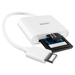 누아트 8핀 OTG 2 in 1 멀티 카드리더기 TF Micro SD카드 케이블, Card Reader, 화이트, 1개