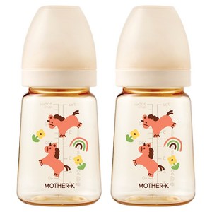 마더케이 유니콘 베이직 PPSU 무꼭지 젖병, 크림, 180ml, 2개