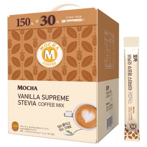 모카씨엔티 바닐라 슈프림 스테비아 커피믹스, 12g, 1개, 180개입