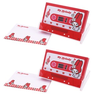 산리오 마이멜로디 레트로 비점착 탁상용 카세트 테이프 메모지, 혼합색상, 2개, 80매